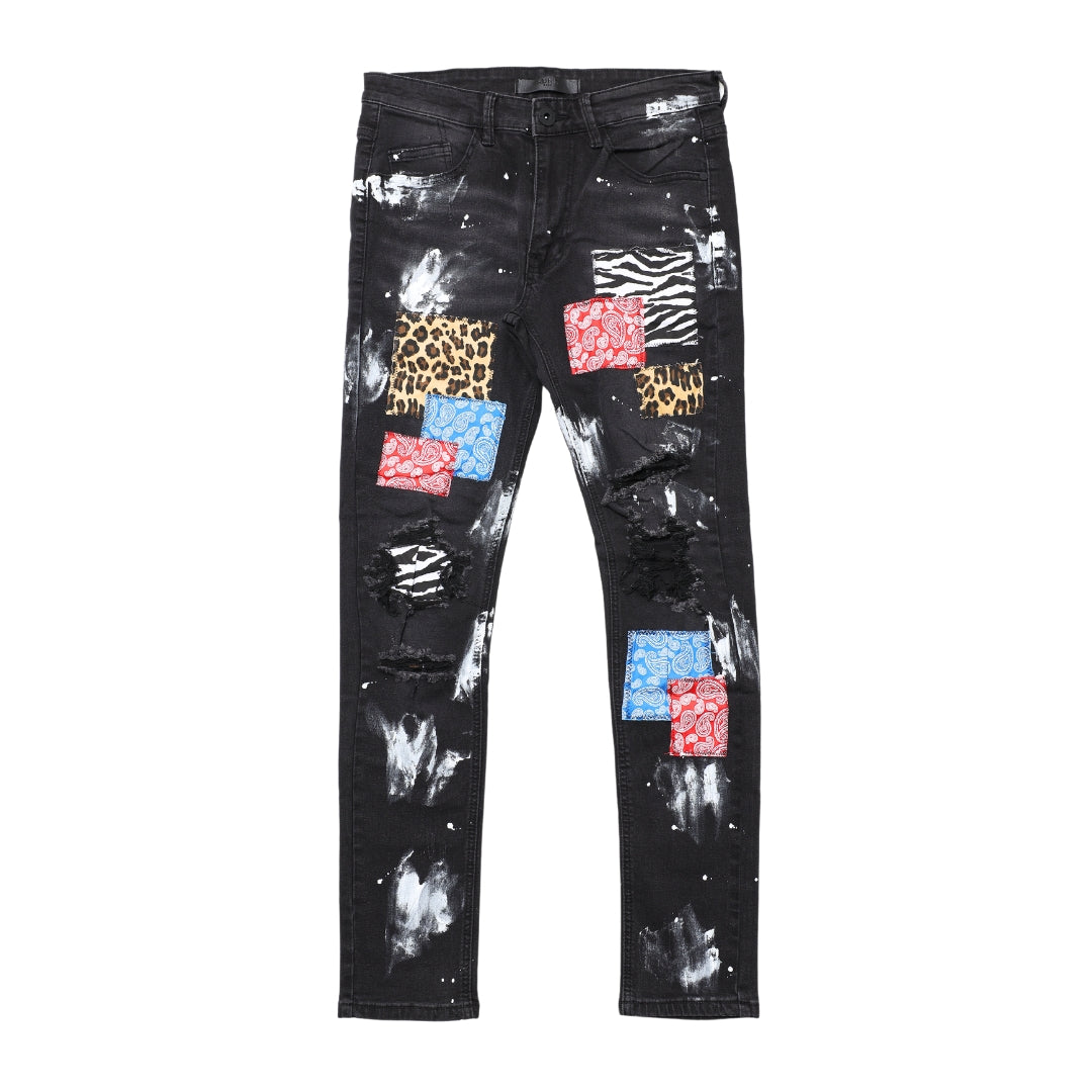 KDNK/MULTI PATCHED SKINNY JEANS