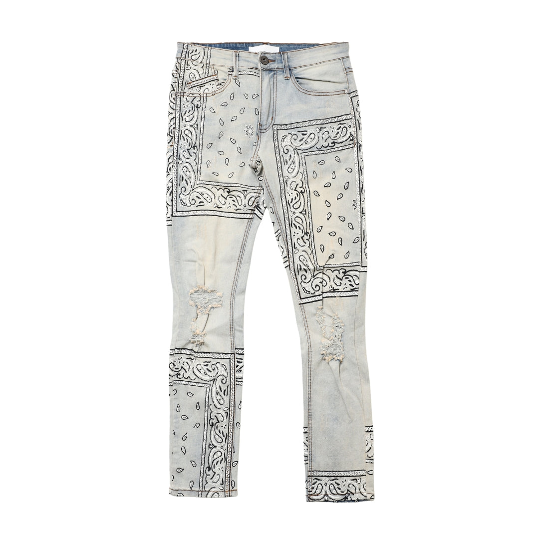 KDNK/BANDANA PRINTED JEANS