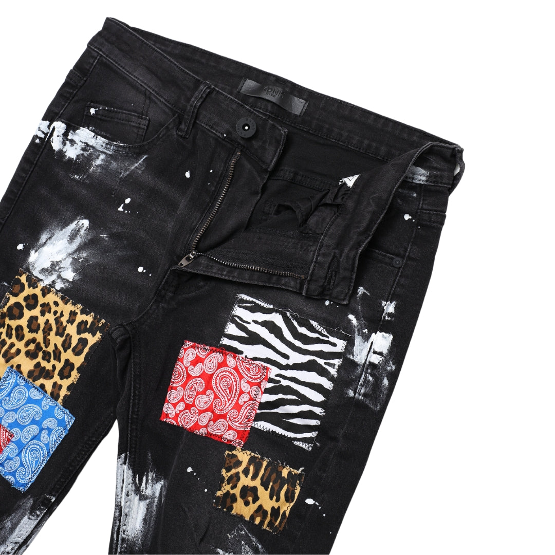 KDNK/MULTI PATCHED SKINNY JEANS