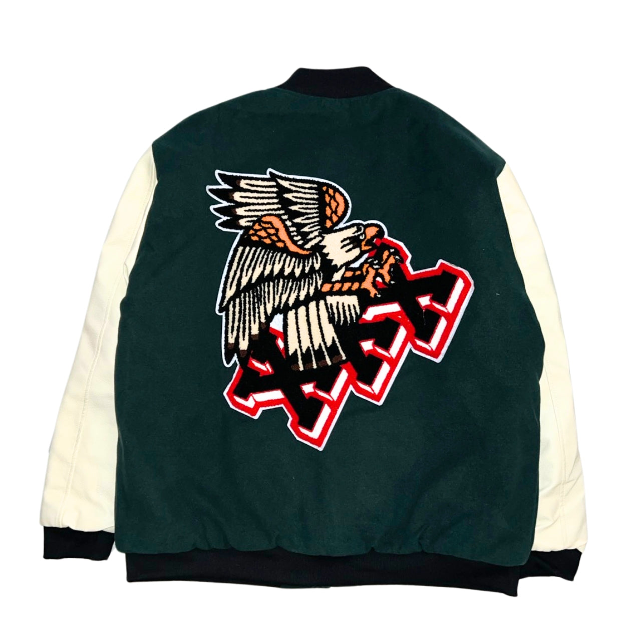 REASON/GREEN-SPOILER VARSITY JACKET