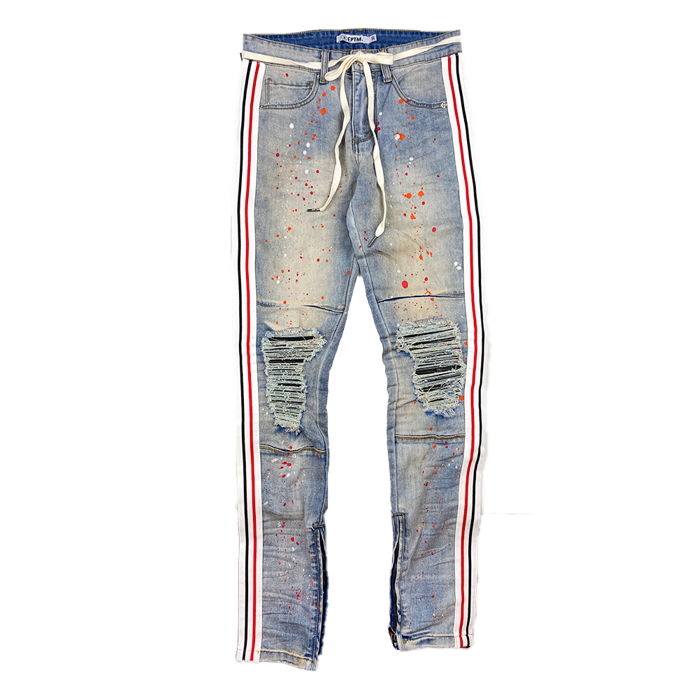 EPTM/LT. INDIO WITH STRIPE-SPLATTER TAPED DENIM