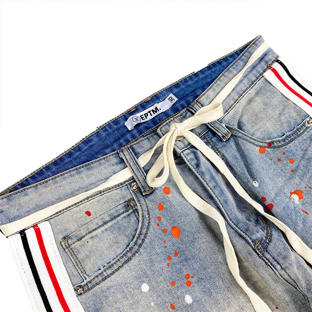 EPTM/LT. INDIO WITH STRIPE-SPLATTER TAPED DENIM